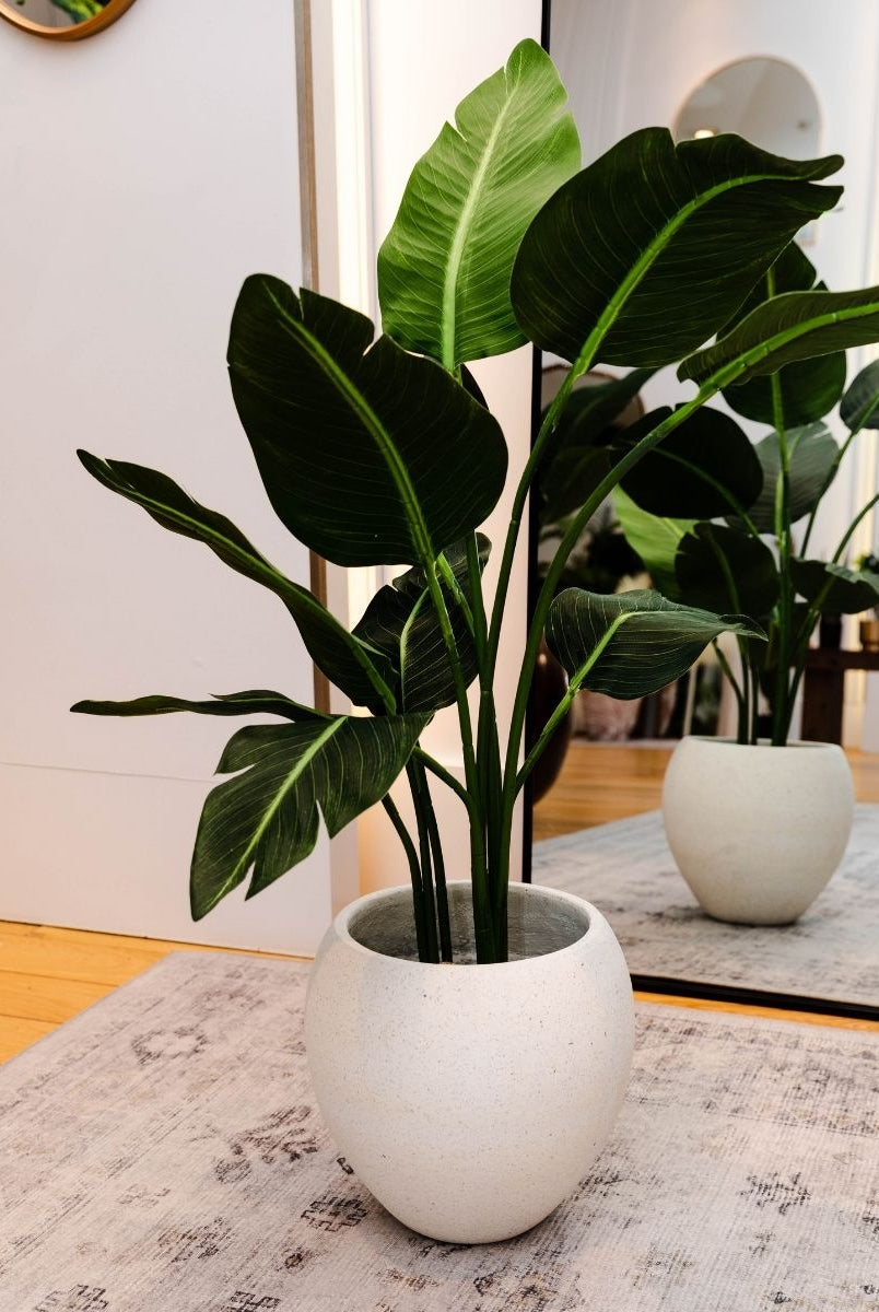 Potted Artificial Plant - Boho Artificial Bird Of Paradise Potted Plant 43''