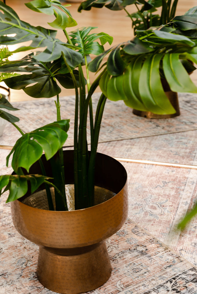 Brass Planter - Kendrik -Mid-Century Brass Floor Planter (Multiple Sizes)