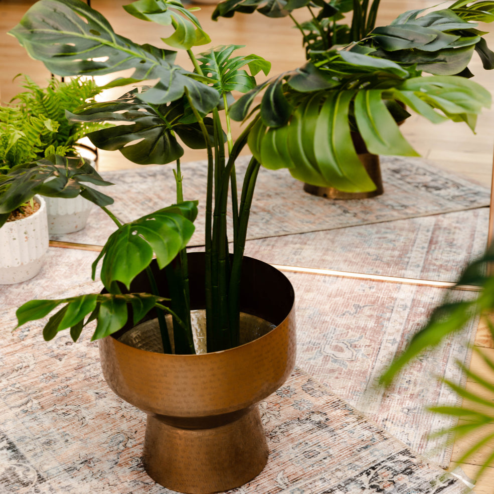 Brass Planter - Kendrik -Mid-Century Brass Floor Planter (Multiple Sizes)