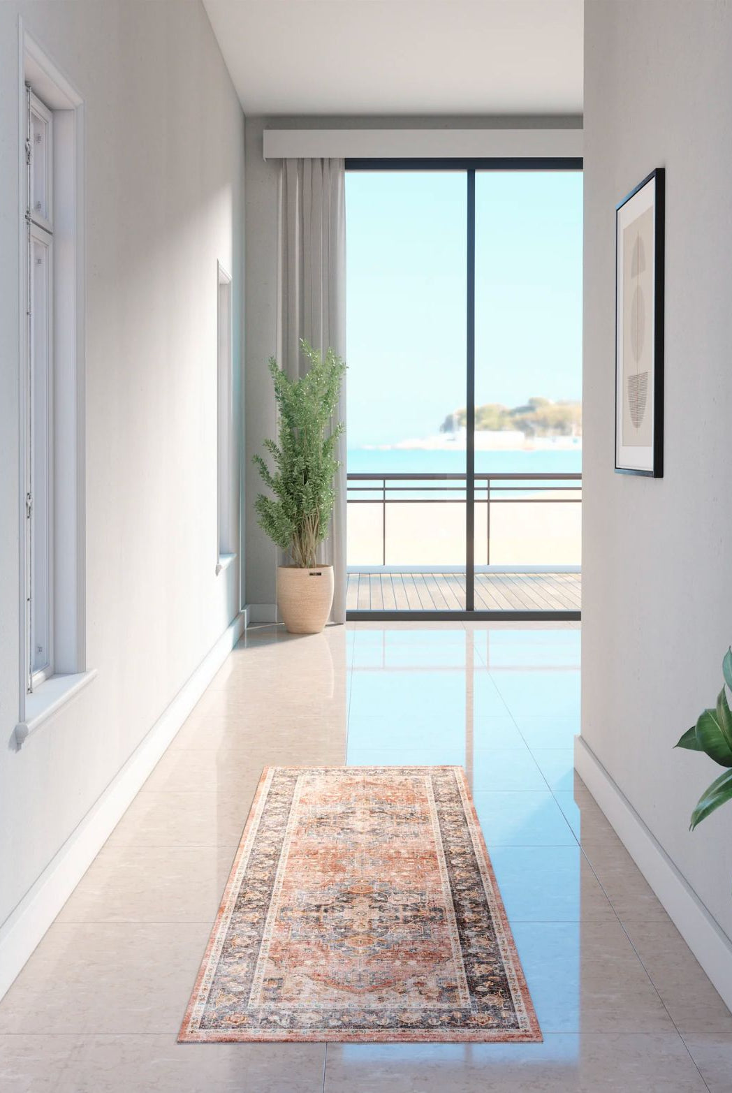 Rug - Riverra Terracotta Black Rug