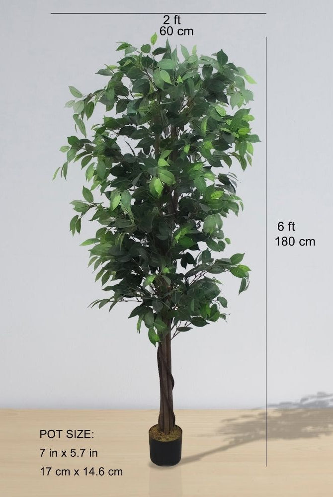 Potted Artificial Plant - Tarso Artificial Ficus Potted Plant 6'