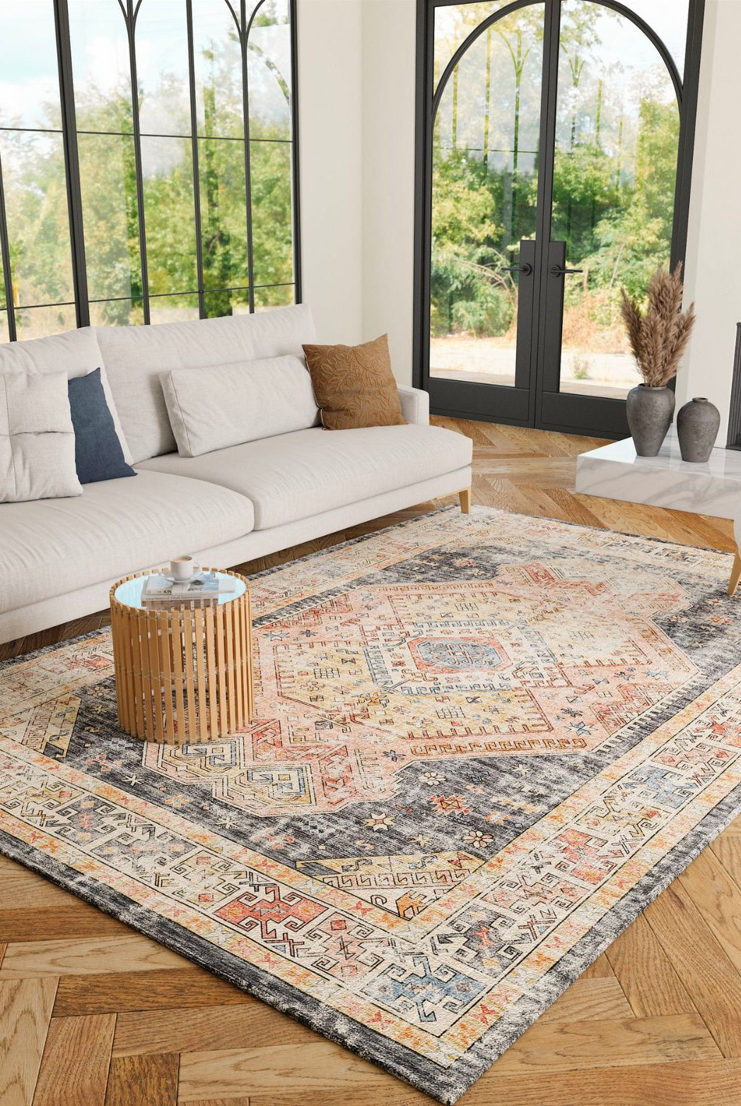 Rug - Caspara Orange Black Coral Rug