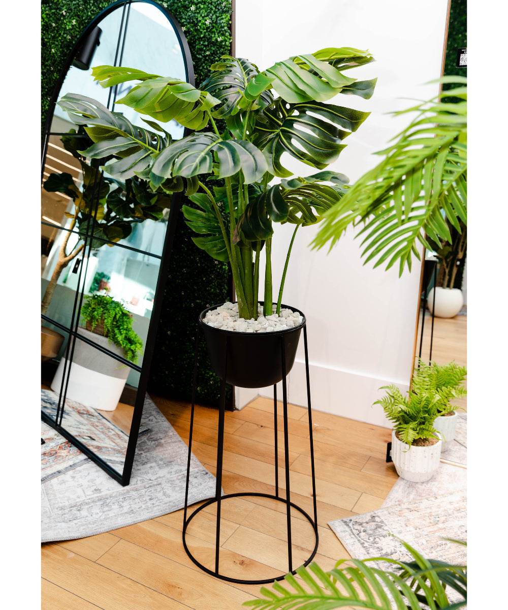 Brass Planter - Nura Black Raised Metal Pot Planter 2.5’