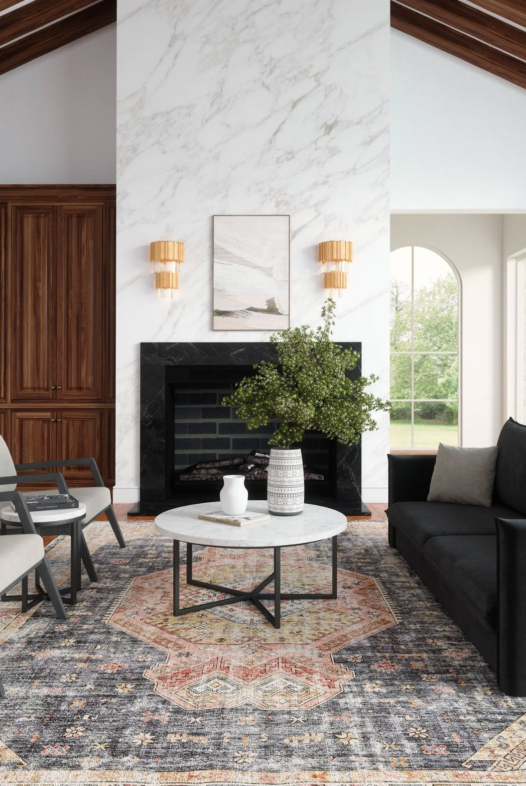 Rug - Caspara Orange Black Coral Rug