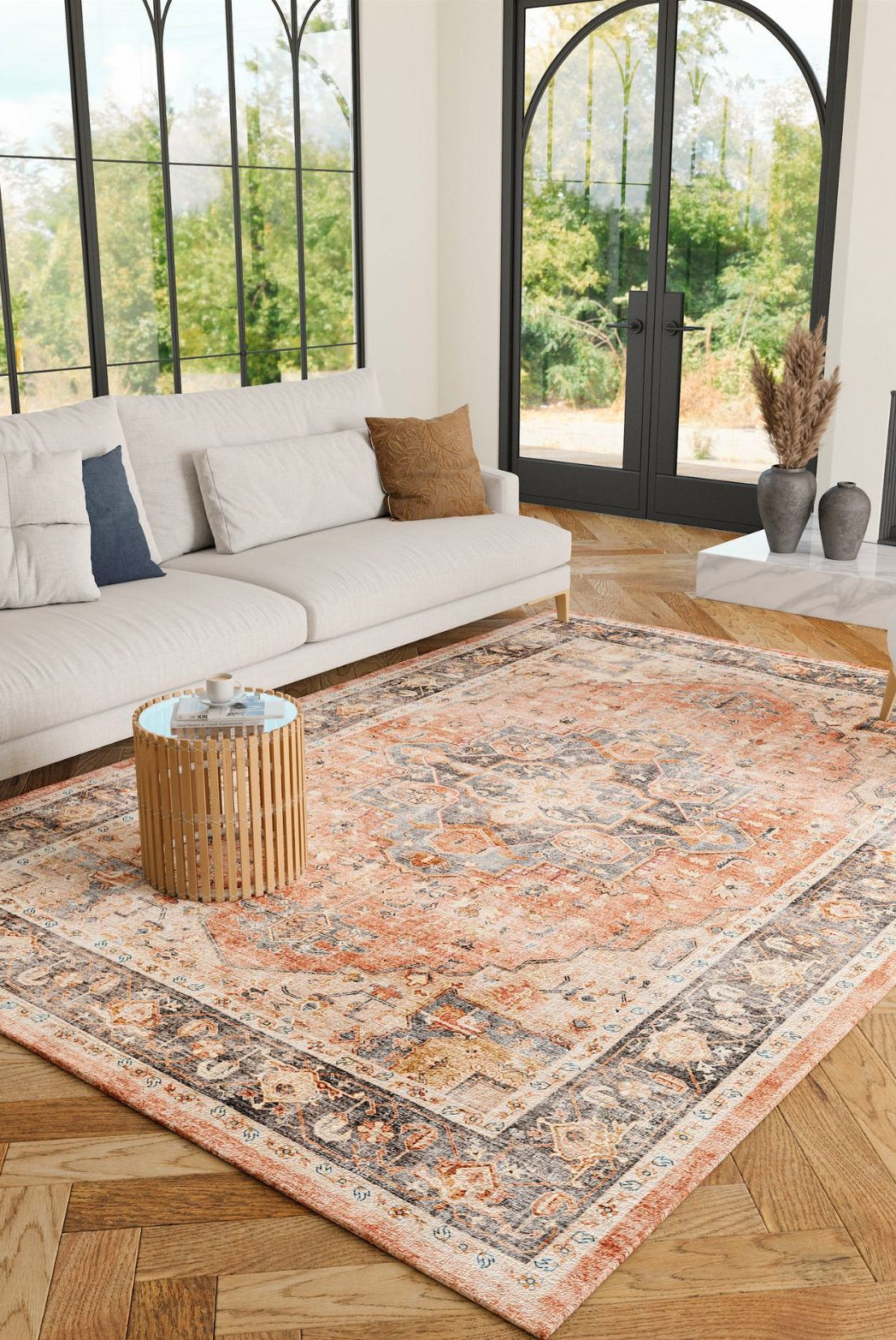 Rug - Riverra Terracotta Black Rug