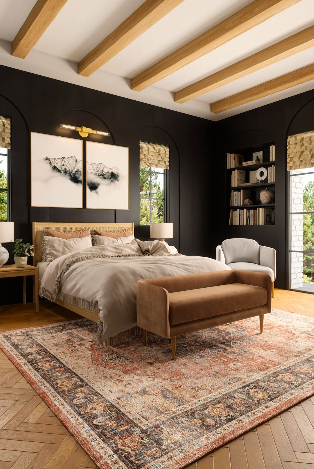 Rug - Riverra Terracotta Black Rug