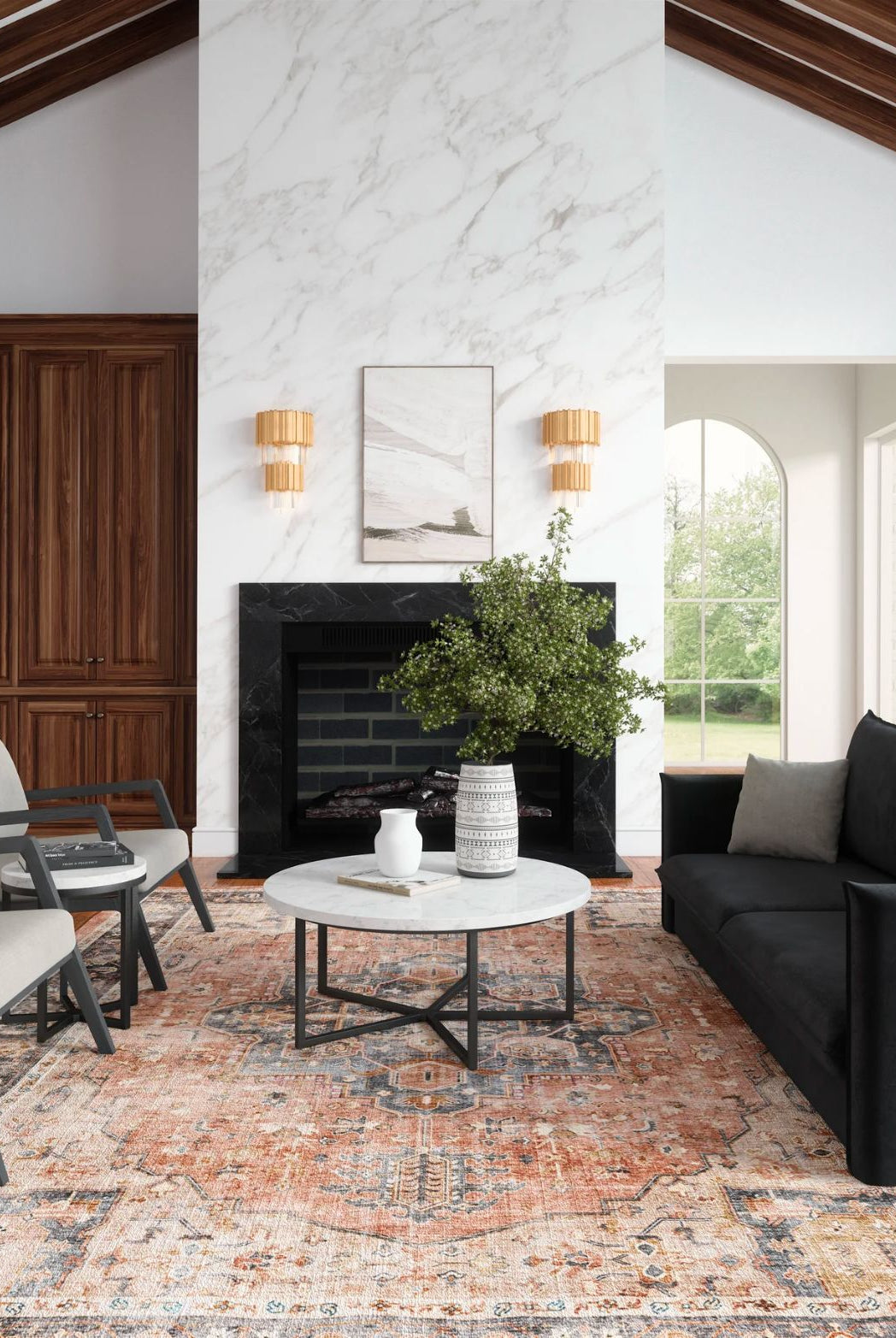 Rug - Riverra Terracotta Black Rug