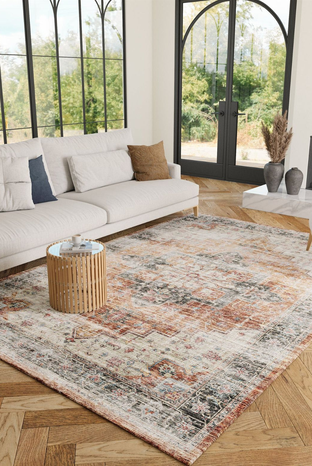 Rug - Echo Burnt Orange Black Pink Rug