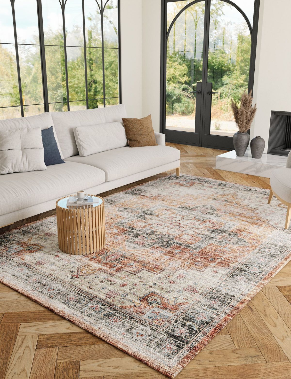 Rug - Echo Burnt Orange Black Pink Rug