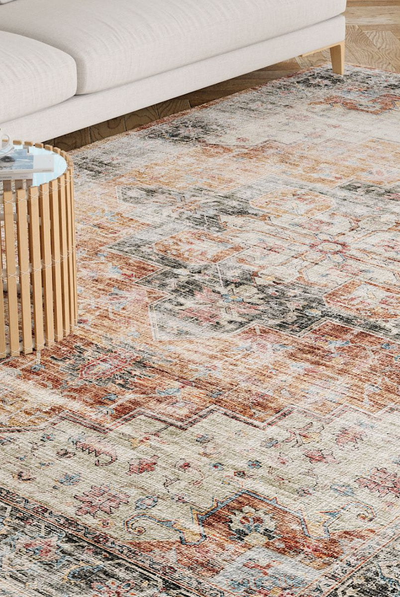 Rug - Echo Burnt Orange Black Pink Rug