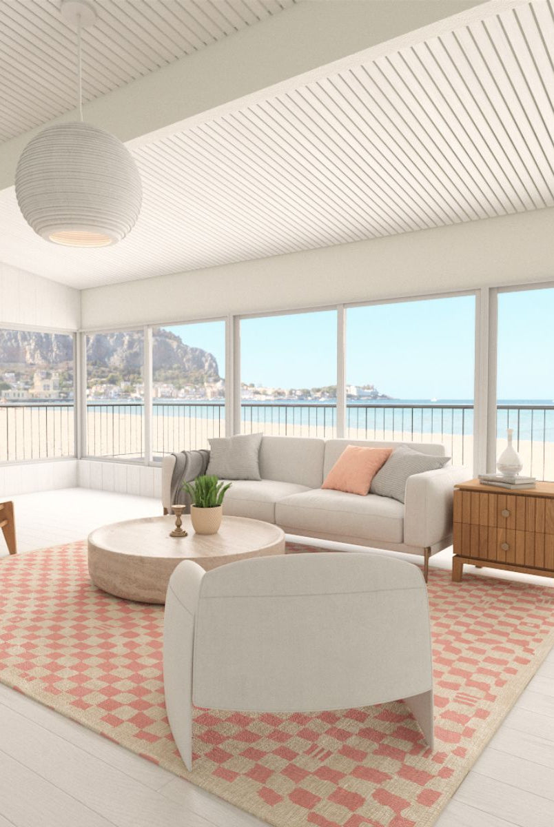 Rugs - Metro Checkered Malibu Pink & White Rug