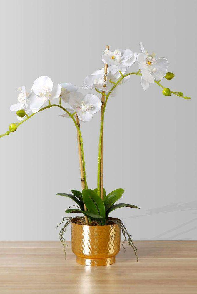 GLADIOLA FAUX POTTED ORCHID FLORAL ARRANGEMENT 24 INCHES Tabletop Plant ArtiPlanto