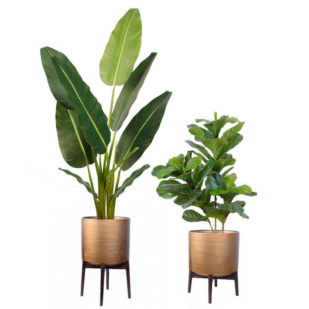 ADORA -Mid-Century Modern Plant Stand With Brass Planter ArtiPlanto