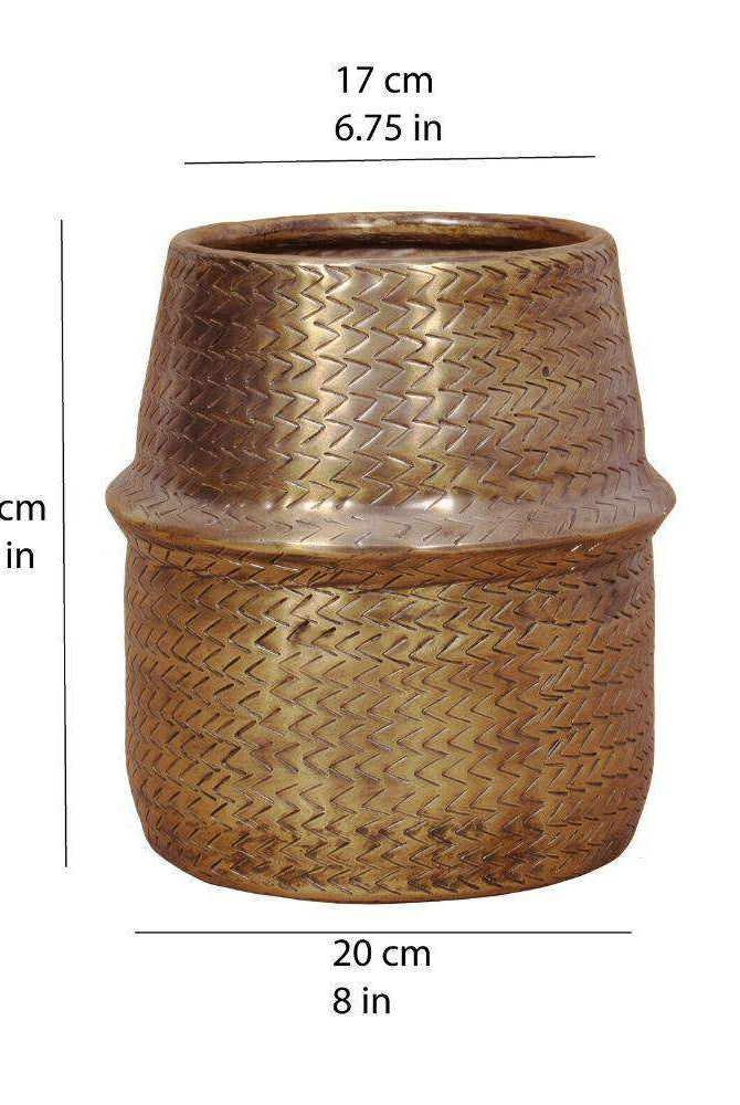 Bonita -Rattan Brass Finish Planter ArtiPlanto