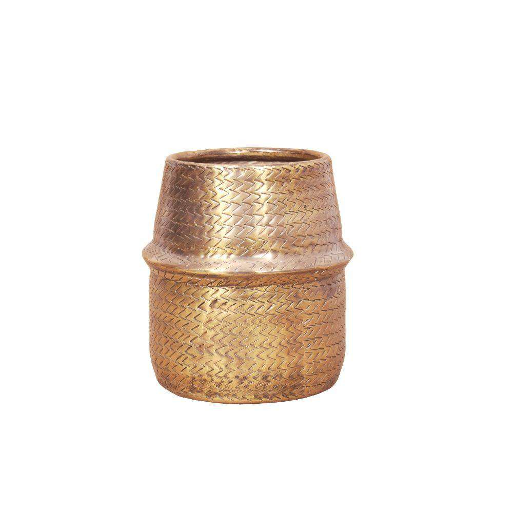 Bonita -Rattan Brass Finish Planter ArtiPlanto