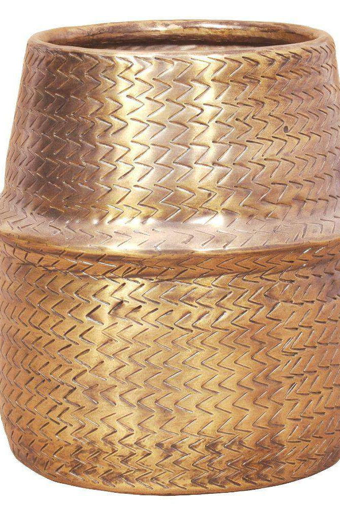 Bonita -Rattan Brass Finish Planter ArtiPlanto