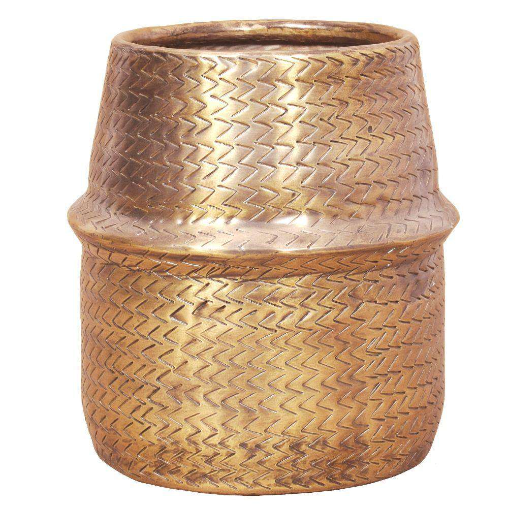 Bonita -Rattan Brass Finish Planter ArtiPlanto