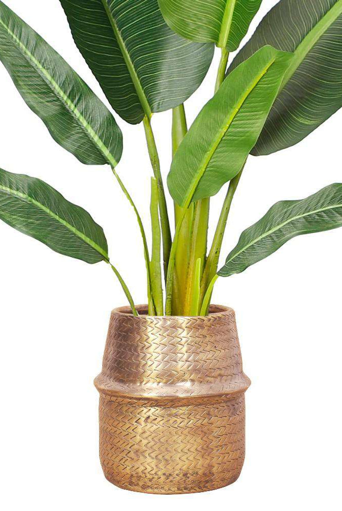Bonita -Rattan Brass Finish Planter ArtiPlanto