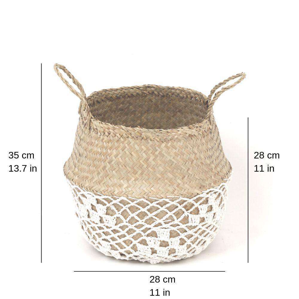 COSTA - Seagrass Basket With White Net Pattern ArtiPlanto