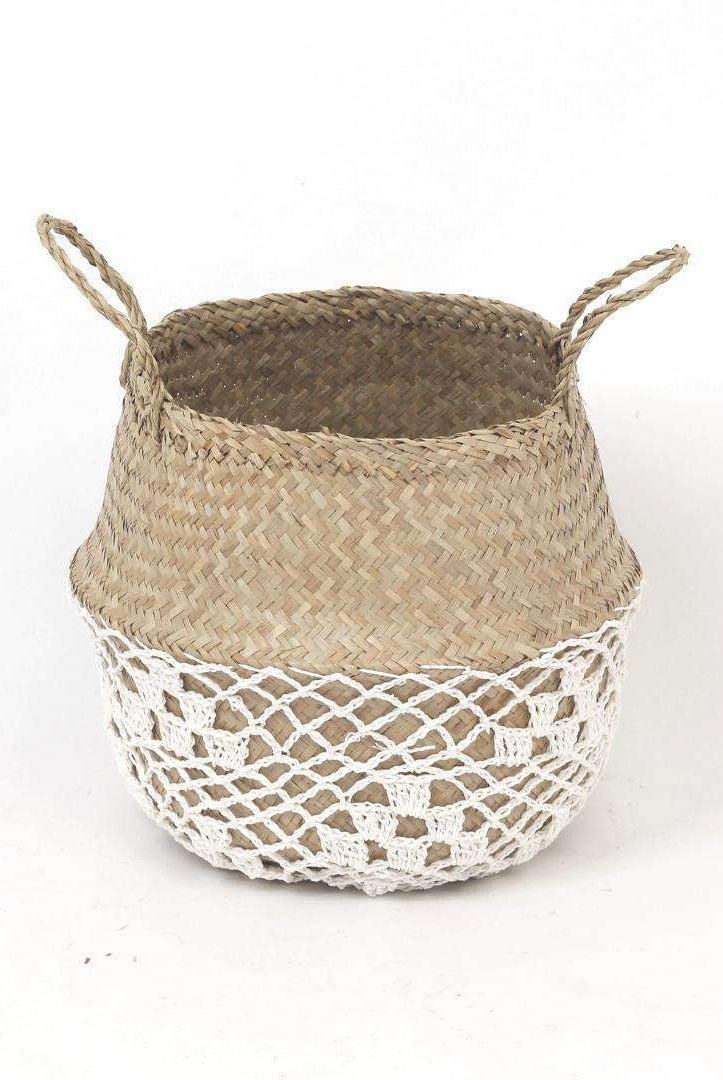 COSTA - Seagrass Basket With White Net Pattern ArtiPlanto