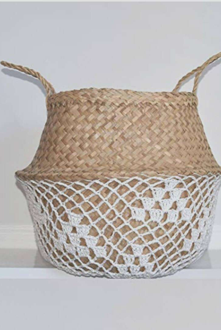 COSTA - Seagrass Basket With White Net Pattern ArtiPlanto