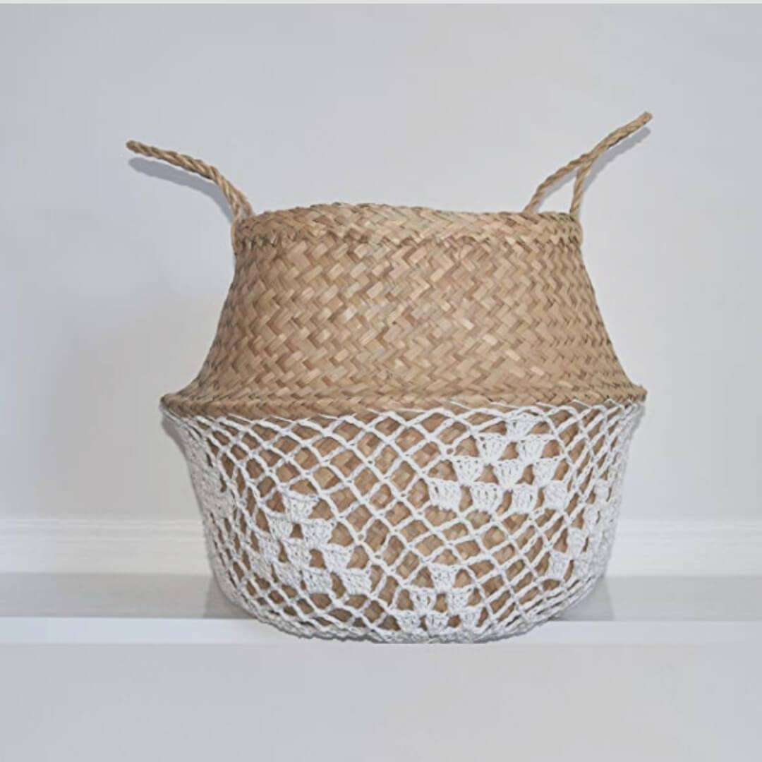 COSTA - Seagrass Basket With White Net Pattern ArtiPlanto
