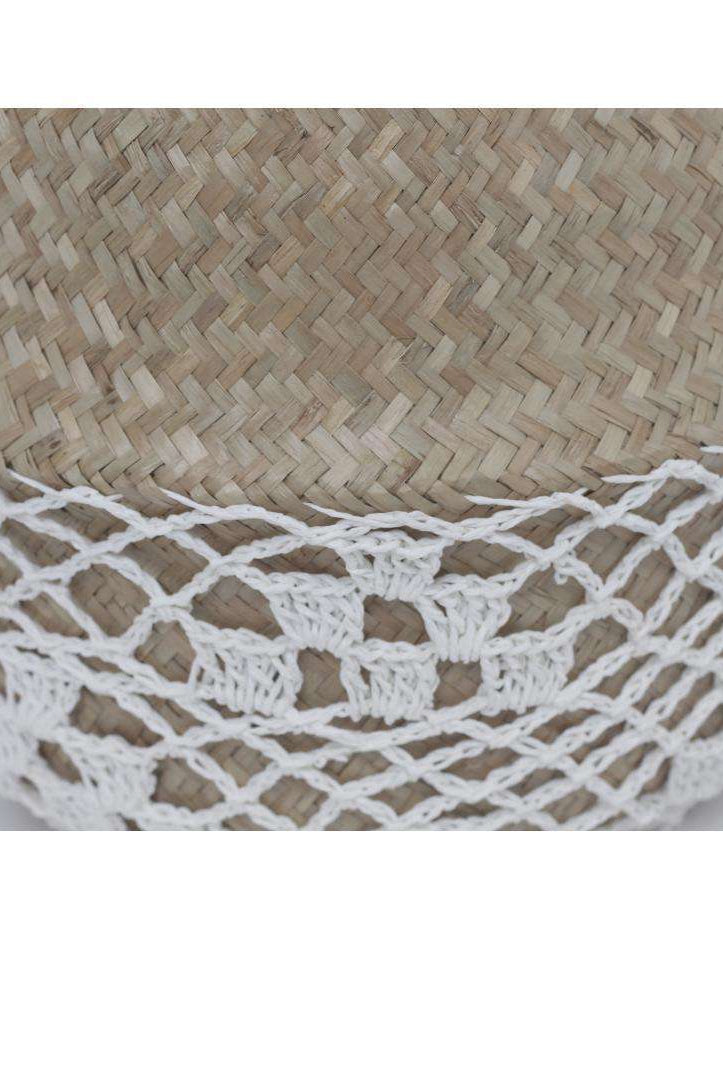 COSTA - Seagrass Basket With White Net Pattern ArtiPlanto