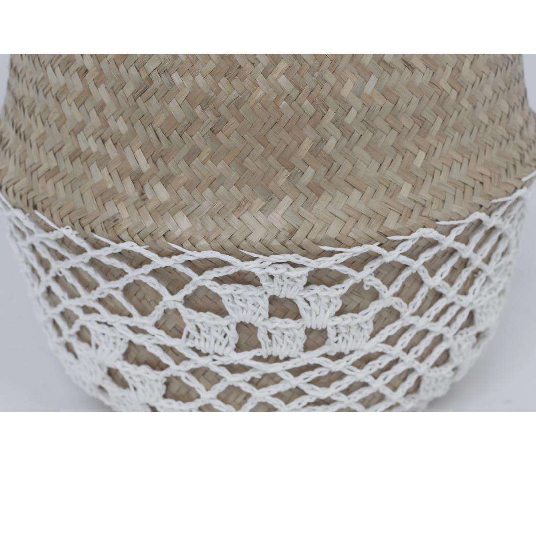 COSTA - Seagrass Basket With White Net Pattern ArtiPlanto