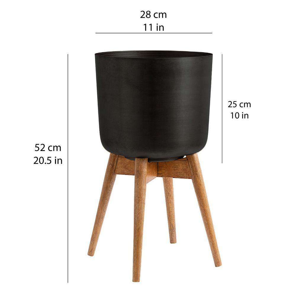 COYO - Brass Turned Wood Leg Planter Black (Multiple Sizes) ArtiPlanto