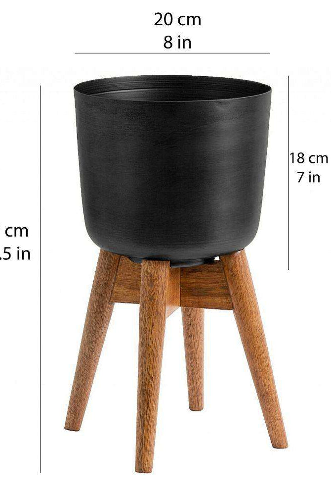 COYO - Brass Turned Wood Leg Planter Black (Multiple Sizes) ArtiPlanto