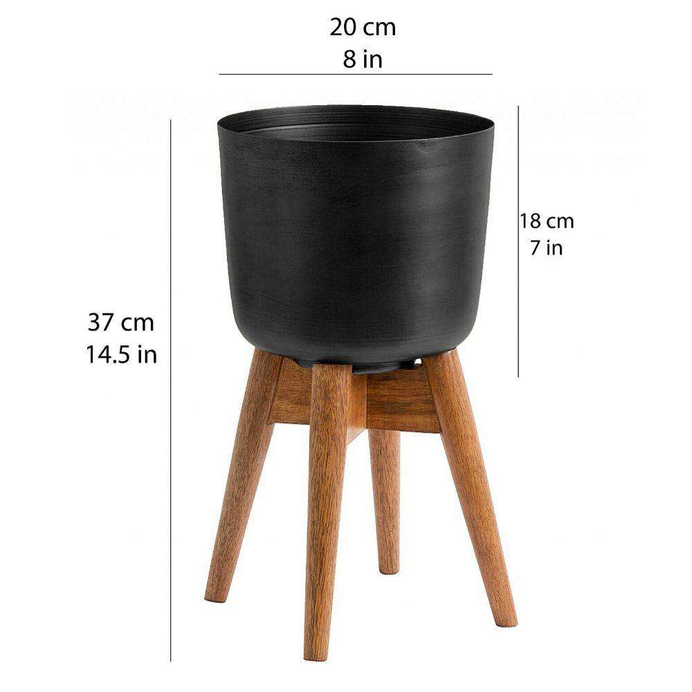 COYO - Brass Turned Wood Leg Planter Black (Multiple Sizes) ArtiPlanto
