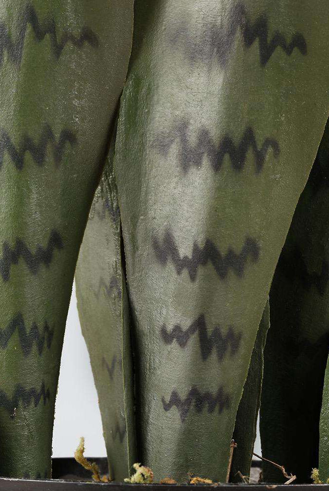 DEZI Artificial Snake Sansevieria Dark Green Potted Plant 21'' ArtiPlanto