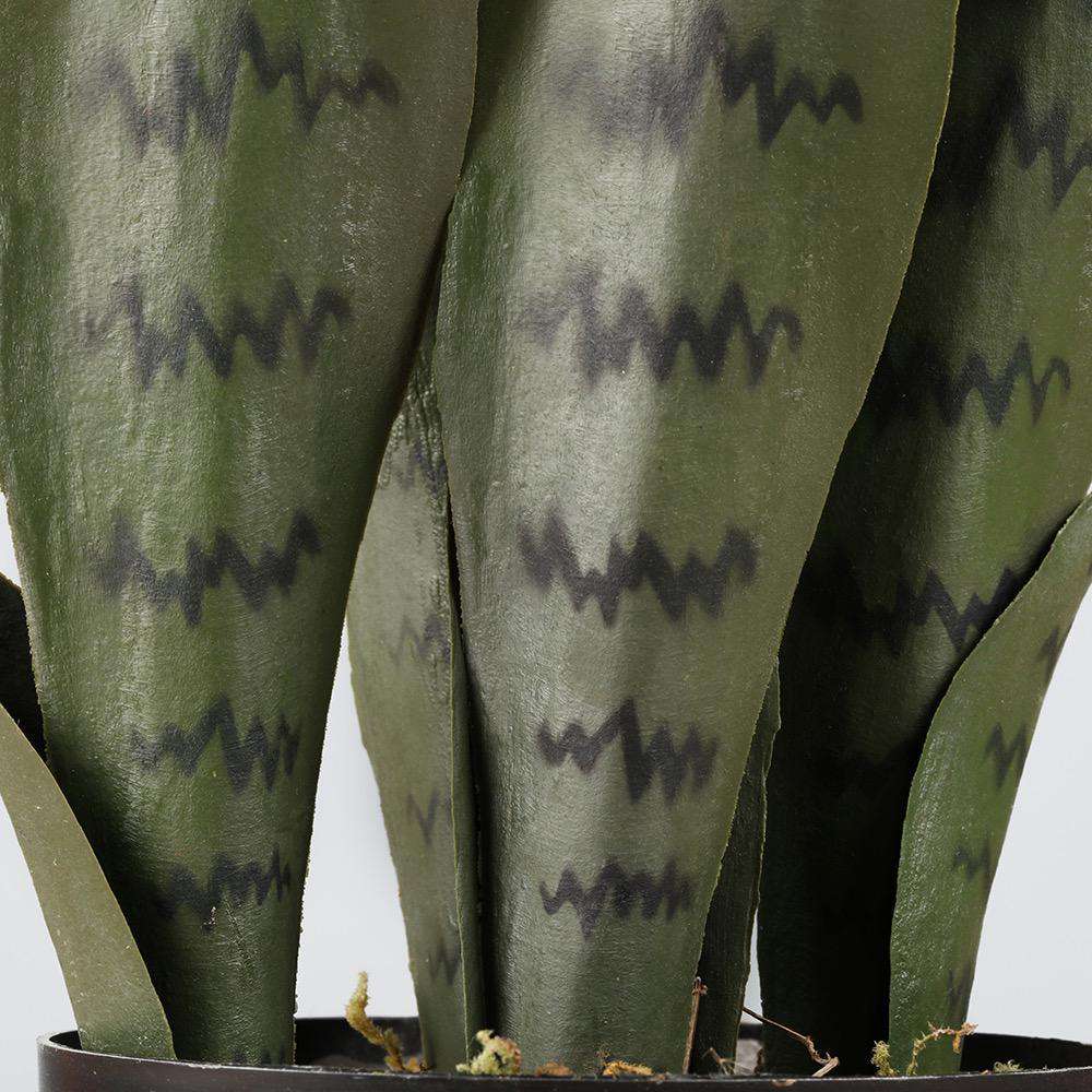 DEZI Artificial Snake Sansevieria Dark Green Potted Plant 21'' ArtiPlanto