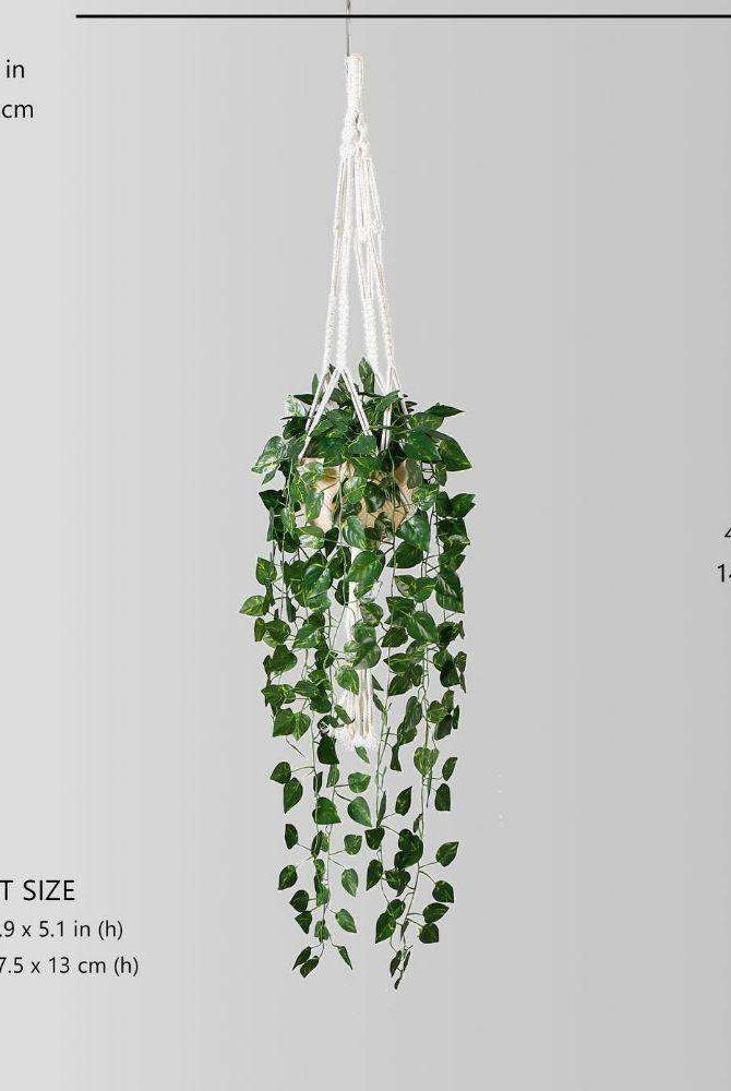 Elrey Faux Potted Macrame Hanging Plant (4.7 Feet) ArtiPlanto