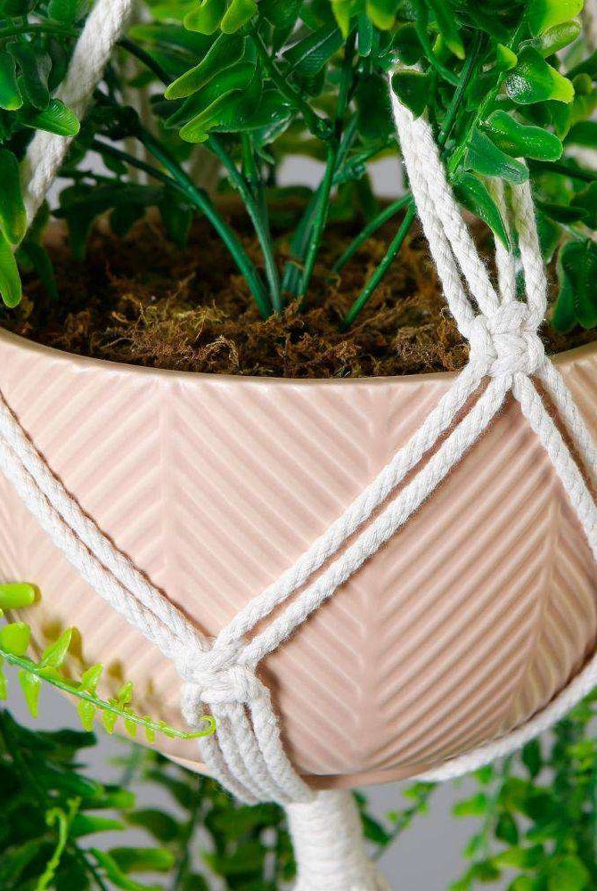 Franco Faux Potted Macrame Hanging Plant (3.8 Feet) ArtiPlanto