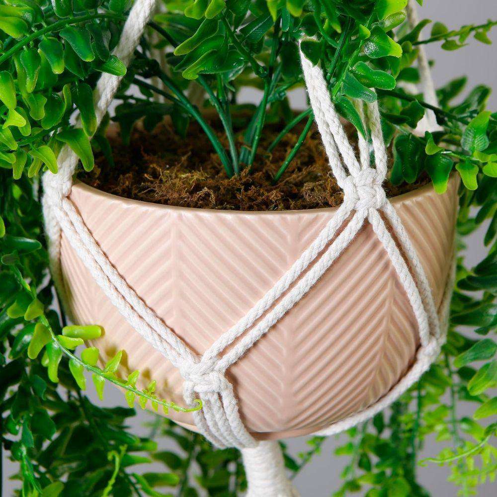 Franco Faux Potted Macrame Hanging Plant (3.8 Feet) ArtiPlanto