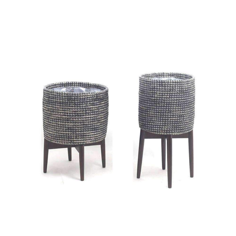 JAX -Black Mid-Century Planter With Turned Leg Stand ArtiPlanto