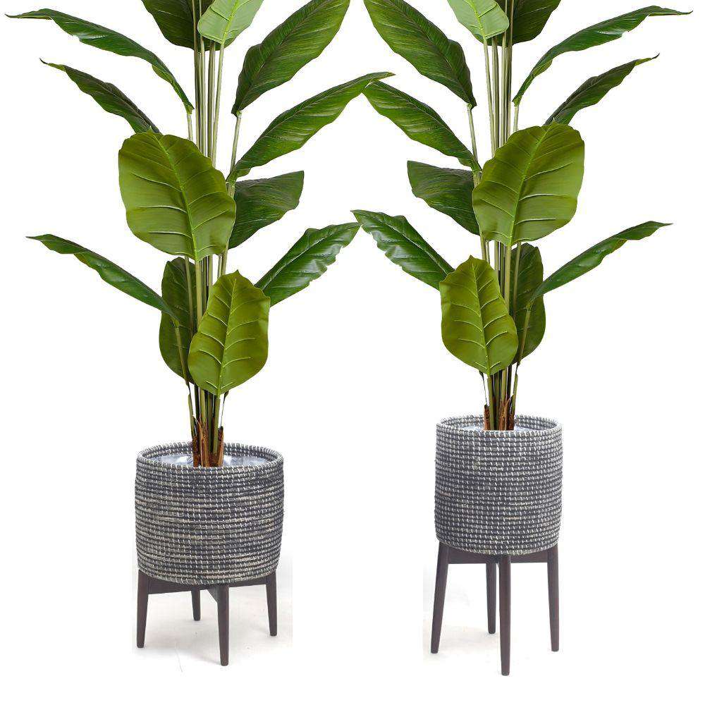 JAX -Black Mid-Century Planter With Turned Leg Stand ArtiPlanto