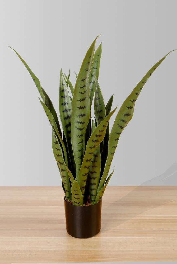 JOSE ARTIFICIAL SNAKE SANSEVIERIA DARK GREEN POTTED PLANT 26' ArtiPlanto