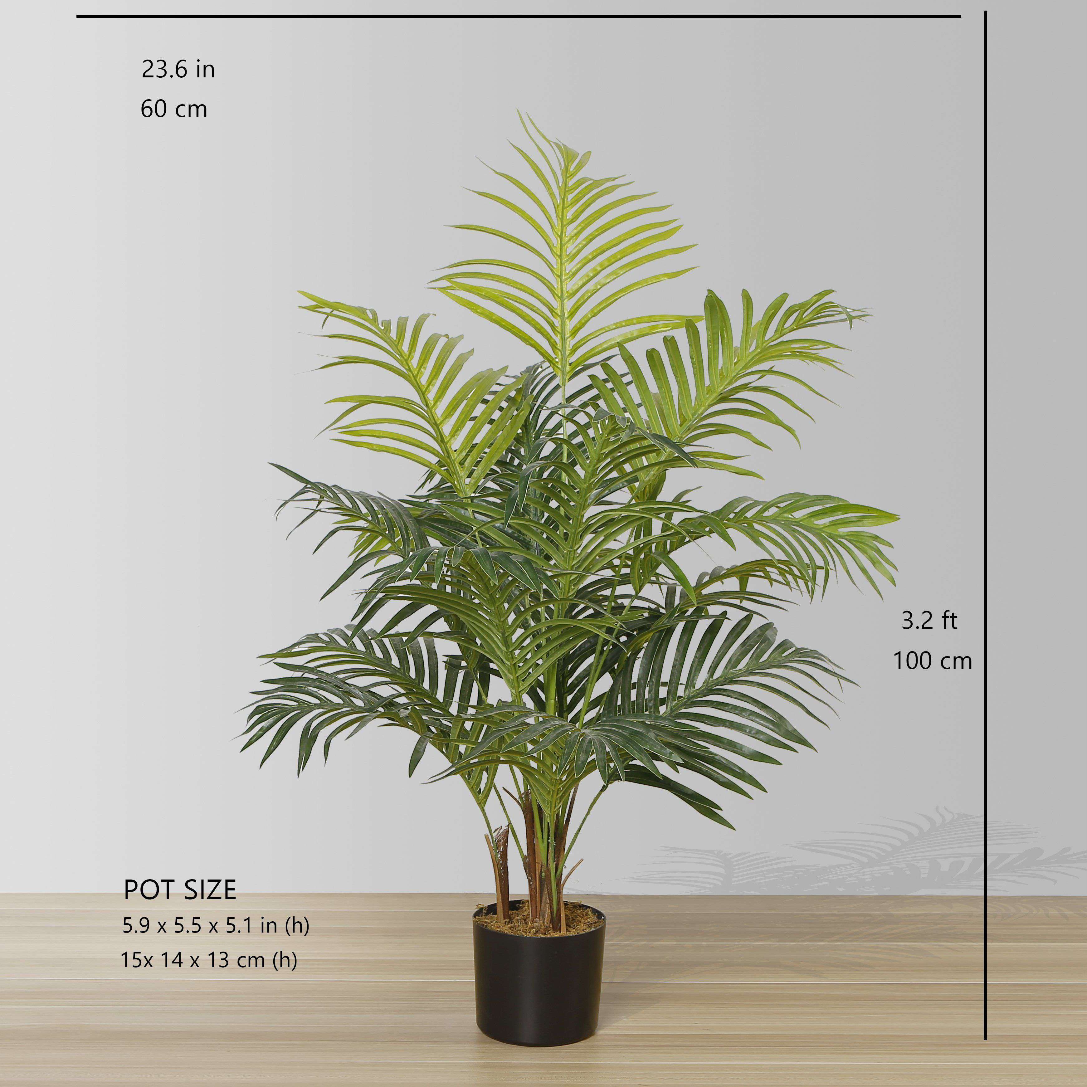 LOLO Artificial Hawaii Palm Potted Plant 3' ArtiPlanto