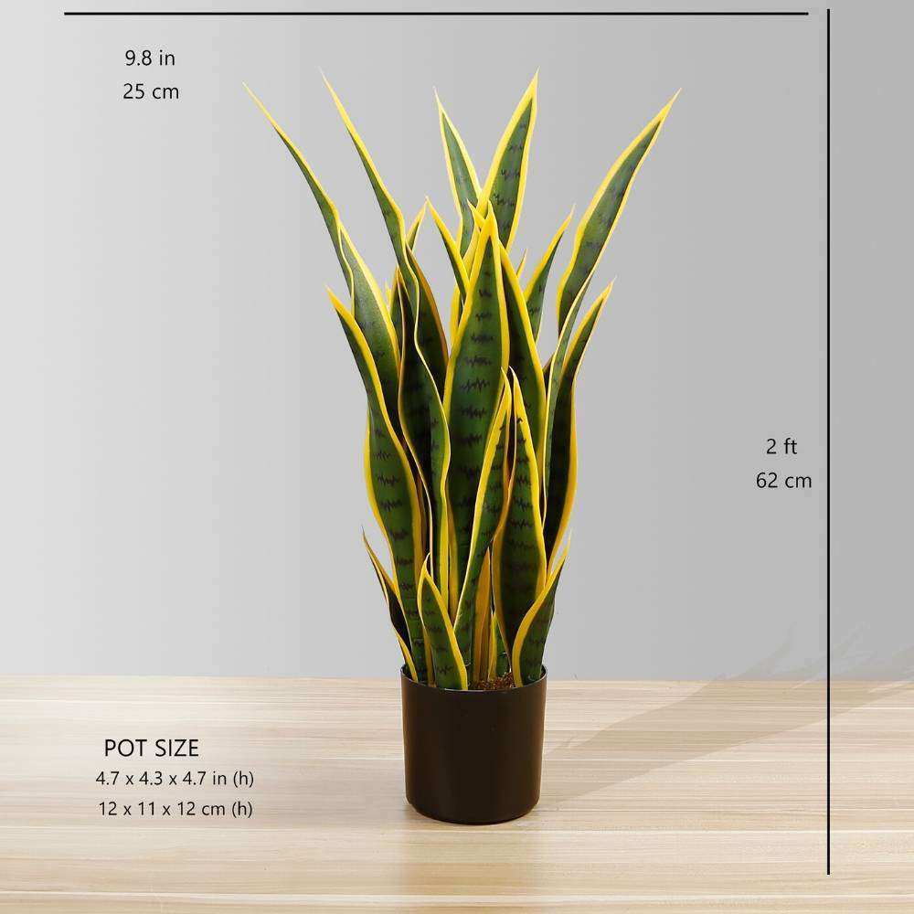 LUIS ARTIFICIAL SNAKE SANSEVIERIA YELLOW & GREEN POTTED PLANT 26'' ArtiPlanto