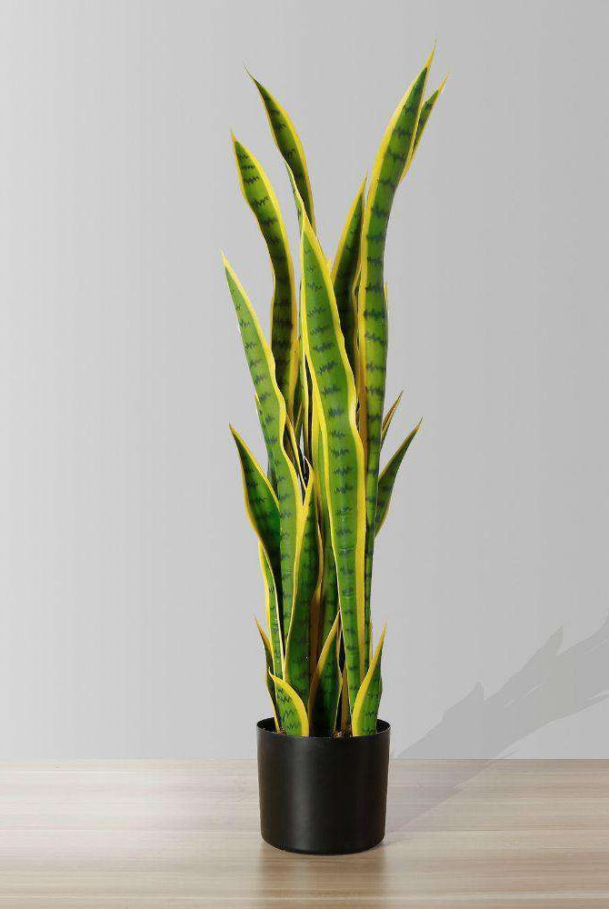 LUNA Artificial Snake Sansevieria Yellow & Green Potted Plant (MULTIPLE SIZES) ArtiPlanto