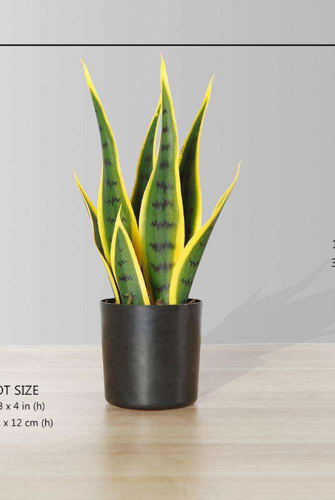 LUNA Artificial Snake Sansevieria Yellow & Green Potted Plant (MULTIPLE SIZES) ArtiPlanto