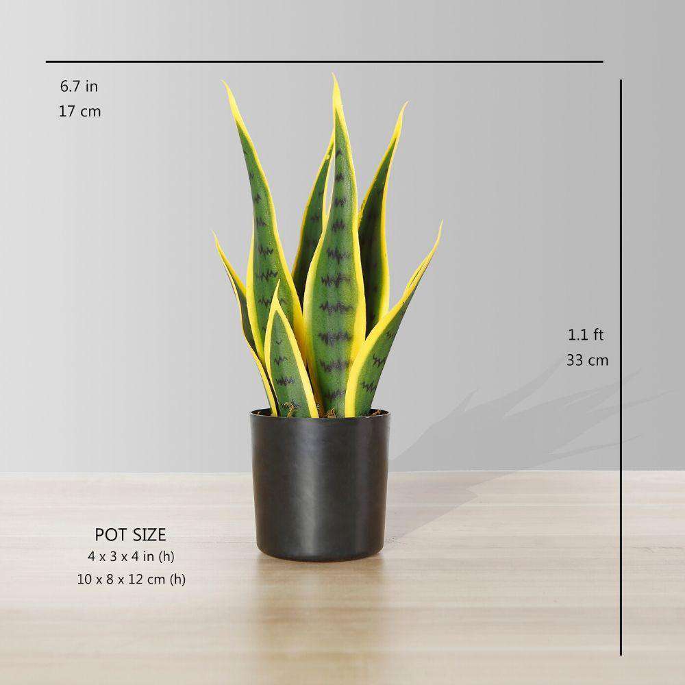 LUNA Artificial Snake Sansevieria Yellow & Green Potted Plant (MULTIPLE SIZES) ArtiPlanto
