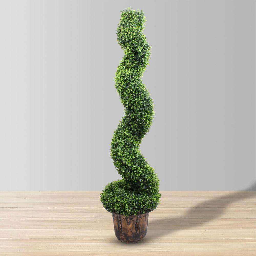 NORWICH Faux Potted Spiral Boxwood Topiary Plant 48'' ArtiPlanto