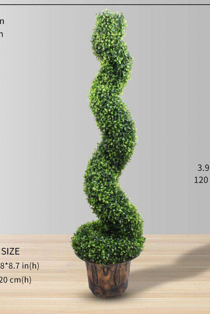 NORWICH Faux Potted Spiral Boxwood Topiary Plant 48'' ArtiPlanto