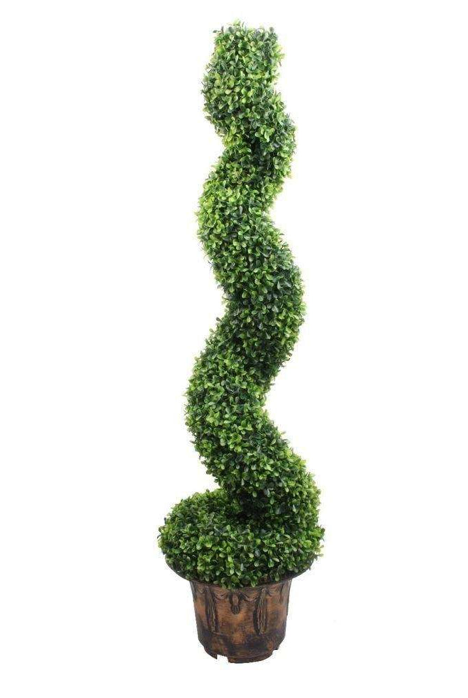NORWICH Faux Potted Spiral Boxwood Topiary Plant 48'' ArtiPlanto