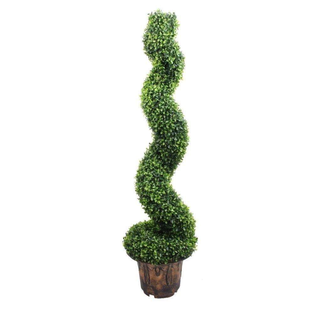 NORWICH Faux Potted Spiral Boxwood Topiary Plant 48'' ArtiPlanto