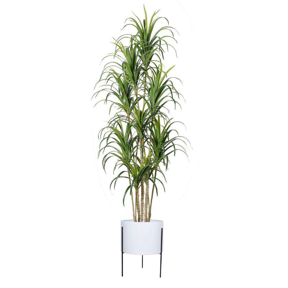Noe - White Mid-Century Planter With Black Metal Stand ArtiPlanto