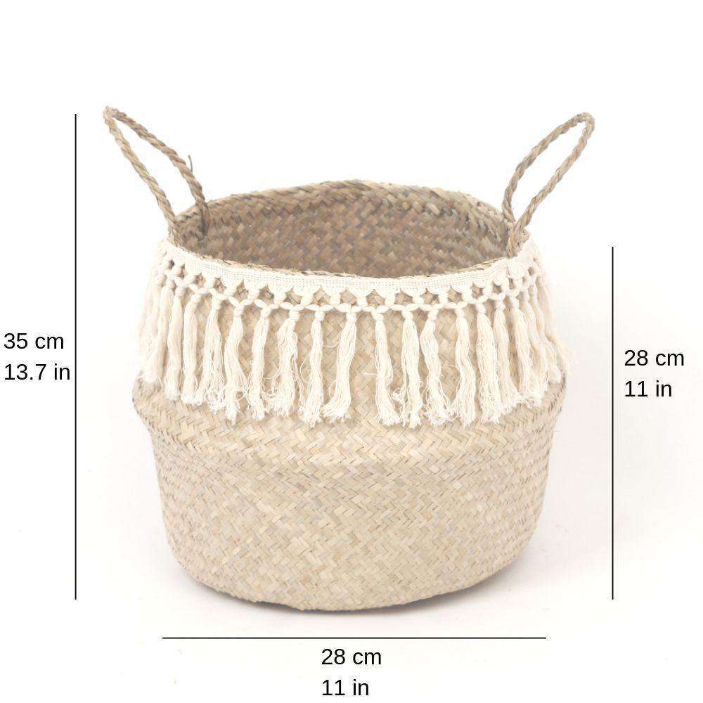POKHA - Seagrass Basket With Tassel ArtiPlanto
